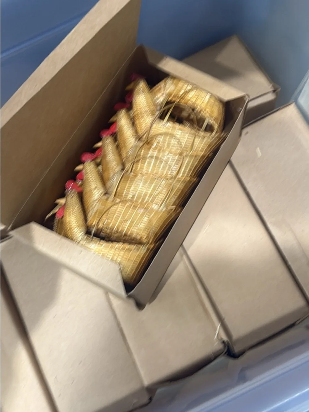 NEW Woven Chicken Baskets- Yellow with Red Accents  12 baskets per box